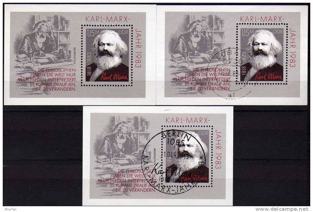 Ökonom Philosoph Redakteur Porträt Karl Marx DDR Block 71 **, O Plus SST 10€ Karl-Marx-Jahr 1983 Bloc Sheet From Germany - Karl Marx