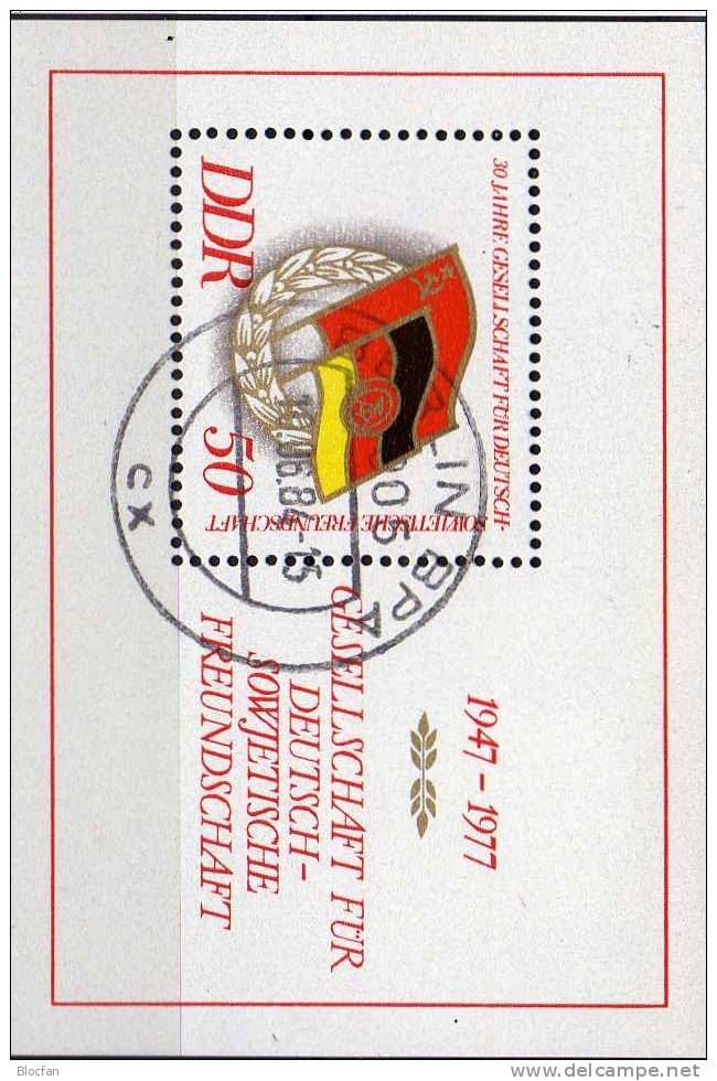 Gesellschaft Freundschaft Sowjetunion Und DDR 2235 Plus Block47 O 4€ DSF 30 Jahre 1977 Flag Bloc Sheet From Germany - Sammlungen (im Alben)