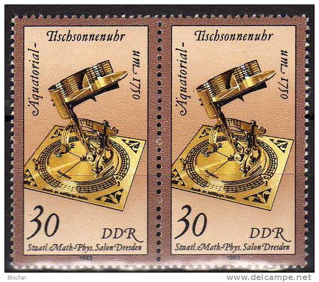 Fleck In Ziffer 30 Der Tisch-Sonnenuhr DDR 2799 F18 ** 31€ Im Museum Zwinger 1983 Dresden Error On Stamp From Germany - Horlogerie