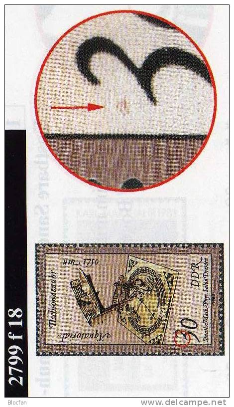 Fleck In Ziffer 30 Der Tisch-Sonnenuhr DDR 2799 F18 ** 31€ Im Museum Zwinger 1983 Dresden Error On Stamp From Germany - Relojería