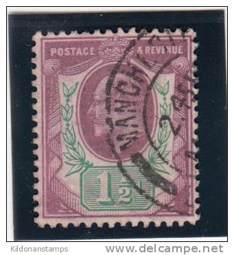 Great Britain 1902-11 Edward VII 1.5p Vio & Grn, Sc# 129, Used, Wmk 30 - Used Stamps