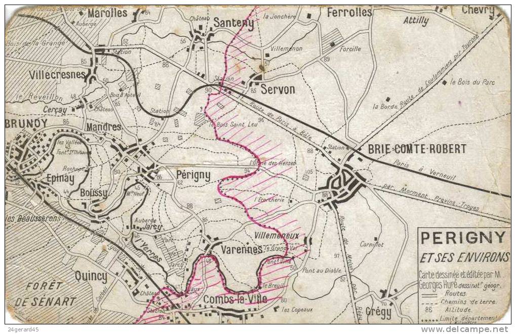 CPA PERIGNY (Val De Marne) - Représentation Cartographique De Périgny Et Ses Environs - Perigny