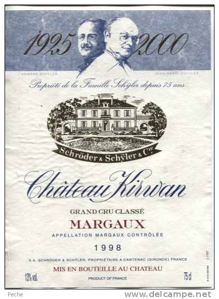 Etiquette Vin Margaux -château Kirwan-grand Cru Classé- - Bordeaux