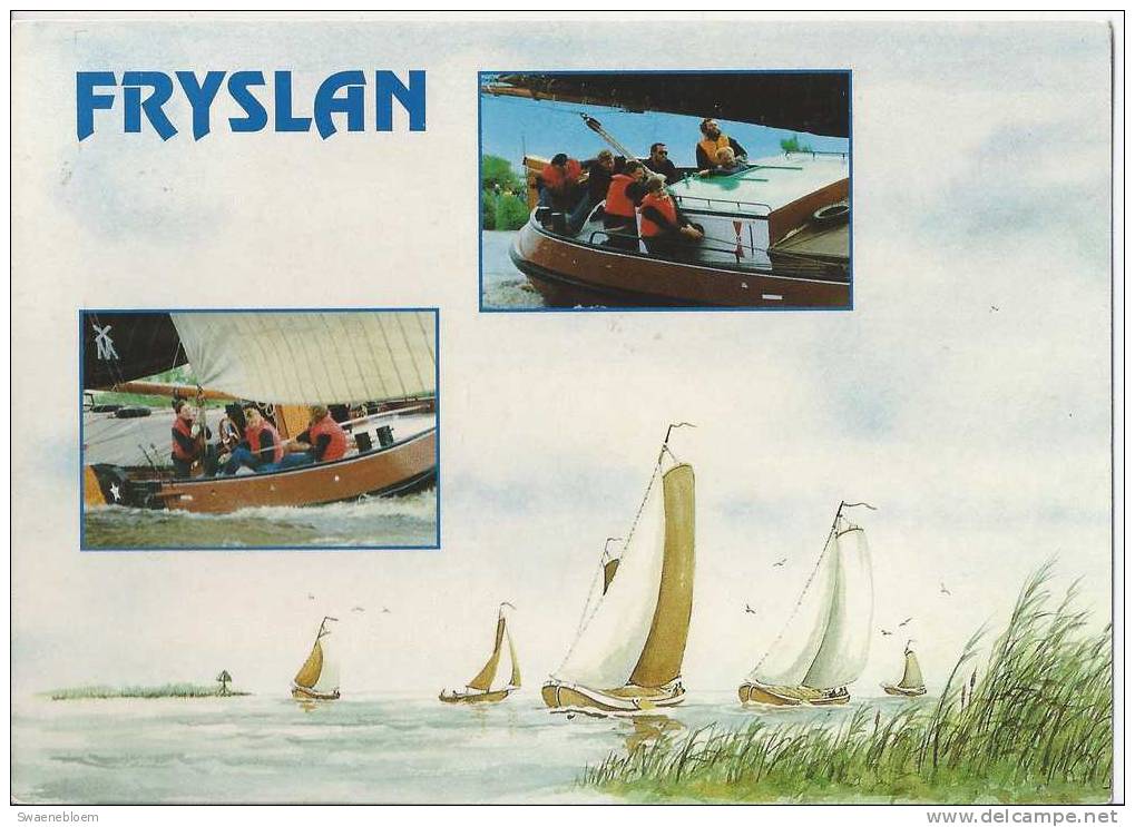 NL.- Ansichtkaart - Fryslan - Friesland. Skutsjesilen. Skutsje Zeilen. - Autres & Non Classés