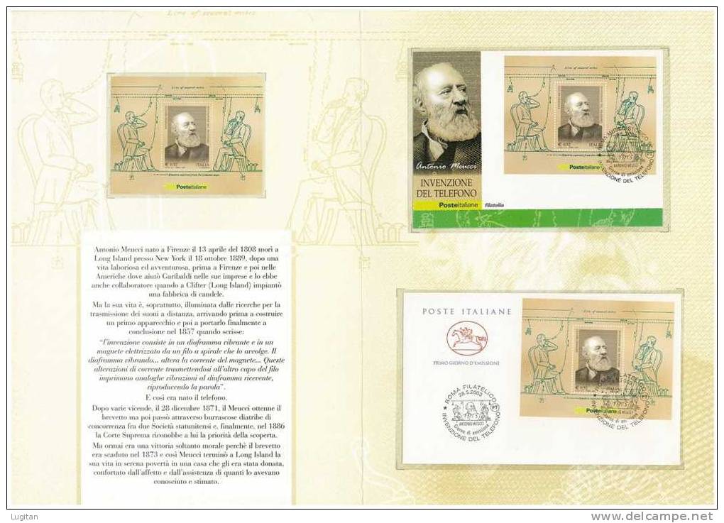 Filatelia - ANTONIO MEUCCI   ANNO 2003  SPECIALE OFFERTA DI FOLDERS EMESSI DALLE POSTE ITALIANE - Paquetes De Presentación