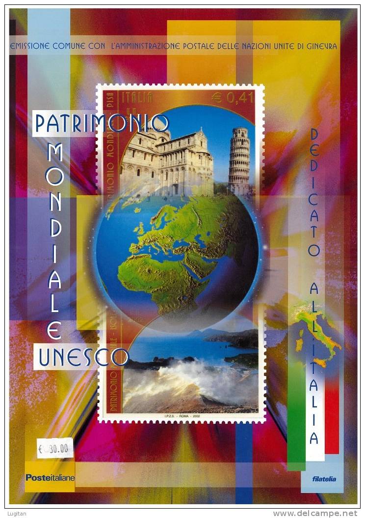 Filatelia - PATRIMONIO MONDIALE UNESCO   ANNO 2002  SPECIALE OFFERTA DI FOLDERS EMESSI DALLE POSTE ITALIANE - Folder