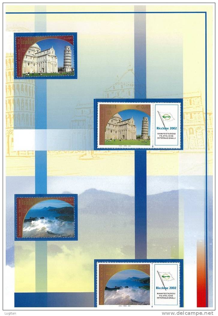 Filatelia - PATRIMONIO MONDIALE UNESCO   ANNO 2002  SPECIALE OFFERTA DI FOLDERS EMESSI DALLE POSTE ITALIANE - Presentation Packs