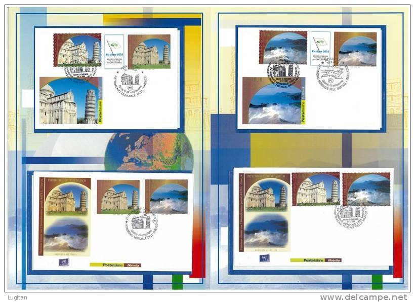 Filatelia - PATRIMONIO MONDIALE UNESCO   ANNO 2002  SPECIALE OFFERTA DI FOLDERS EMESSI DALLE POSTE ITALIANE - Folder