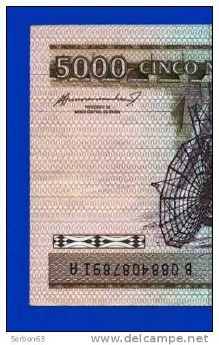 BILLET MONNAIE USAGE BRESIL AMERIQUE DU SUD 5000 CRUZEIROS 2 SIGNATURES N° B 0884087891 CASTELLO BRANCO - Brésil