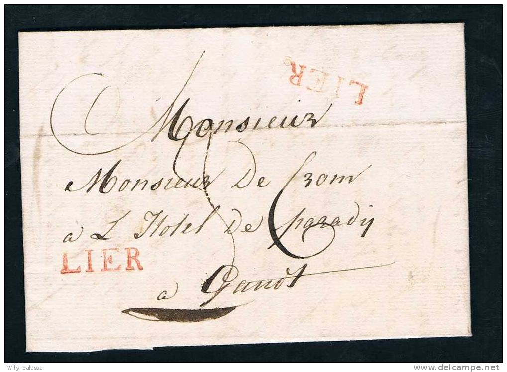Belgique Précurseur 1818 Lettre Avec Marque "LIER" + 3 Pour Gand. Luxe - 1830-1849 (Independent Belgium)