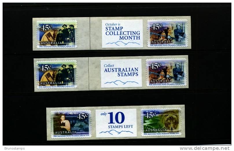 AUSTRALIA - 1999 SNOWY MOUNTAINS  P&S   SET OF 3 JOINED PAIRS WITH DIFFERENT TABS  MINT NH - Ungebraucht