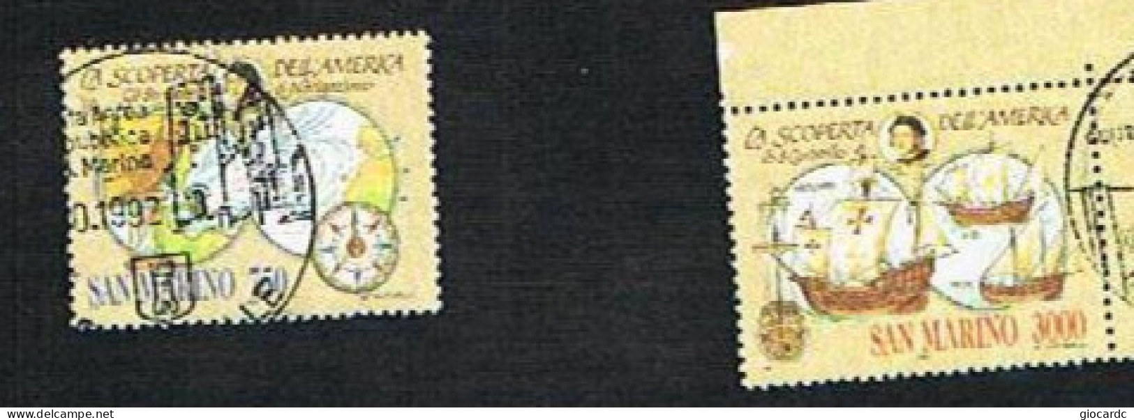 SAN MARINO CAT.UNIF.  1316.1317  - 1991 CELEBRAZIONI COLOMBIANE  -  USATI (°) - Used Stamps