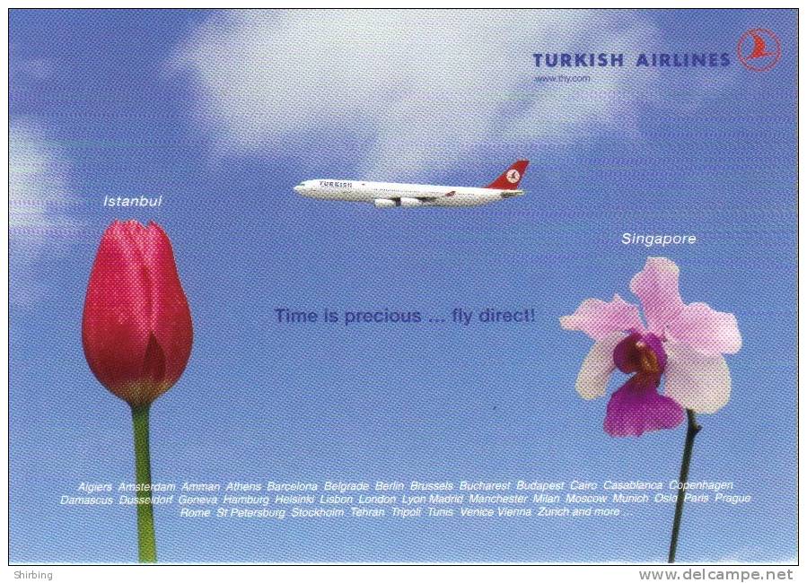Airplane Turkish Airlines Orchid Tulip Promotional Postcard, PC - Other & Unclassified