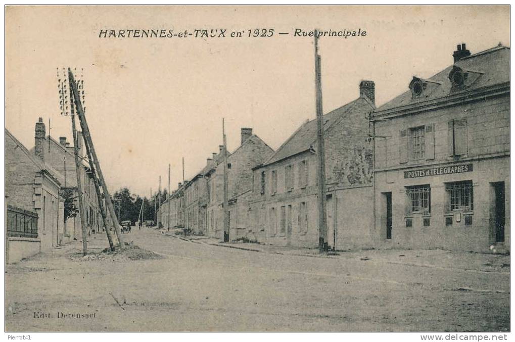 HARTENNES-ET-TAUX  En 1925 - Rue Principale - Autres & Non Classés