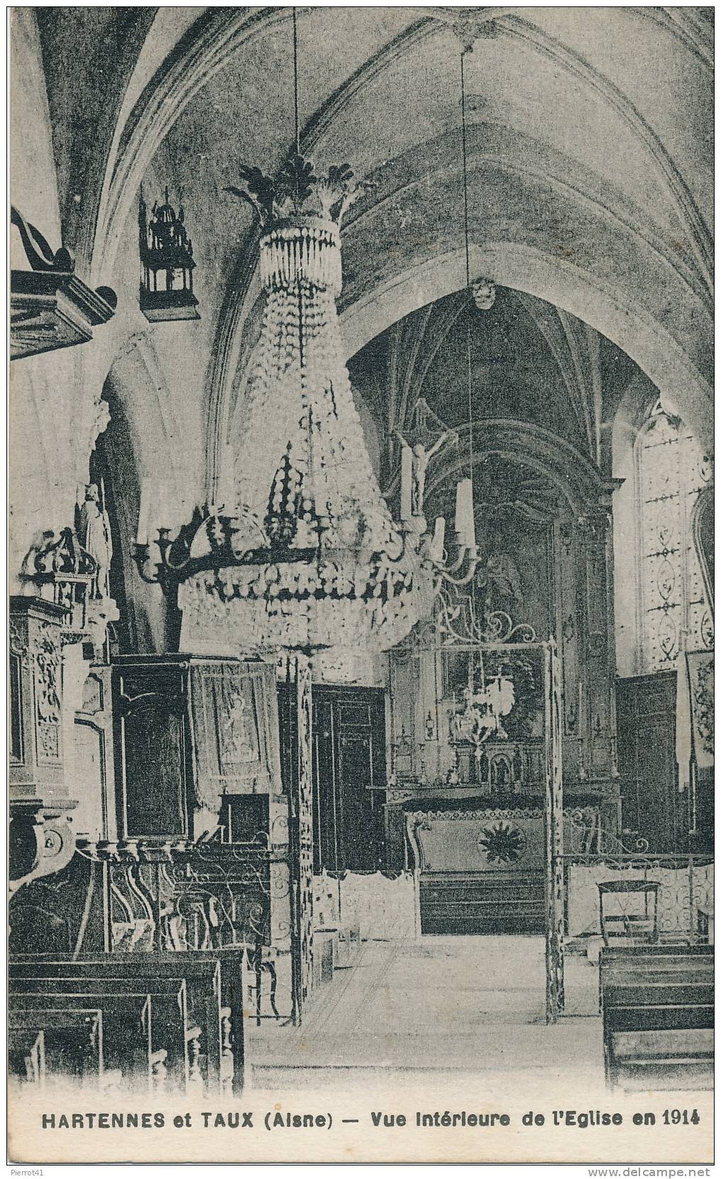 HARTENNES-ET-TAUX  - Vue Intérieure De L'Église En 1914 - Autres & Non Classés