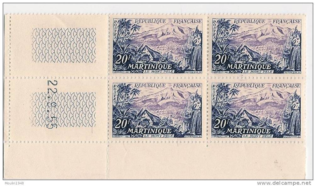 Bloc De 4  YT   1041 Martinique  20 F., Violet Et Lilas Coin Daté  Du 22-9-55 - 1950-1959