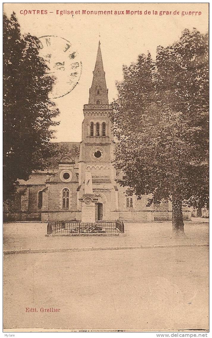 Cpa Contres église & Monument Aux Morts - Contres