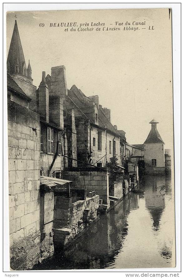 37  BEAULIEU PRES LOCHES  VUE DU CANAL ET DU CLOCHER DE L ANCIEN ABBAYE - Champigny-sur-Veude