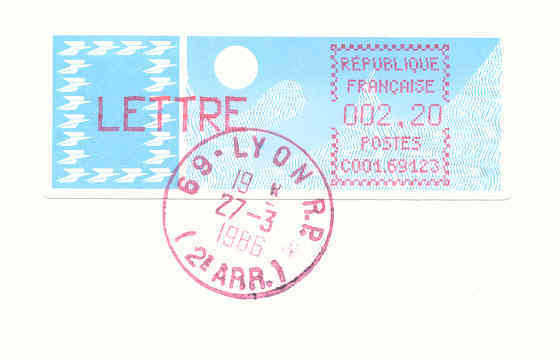 Timbre De Distributeur CROUZET (ATM) De LYON R.P (C001.69123) LETTRE 002,20 Sur Enveloppe Entière - 1985 « Carrier » Paper