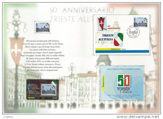 Filatelia - 50 ANNIVERSARIO DELLA RESTITUZIONE -  ANNO 2004  SPECIALE OFFERTA DI FOLDERS EMESSI DALLE POSTE ITALIANE - Folder