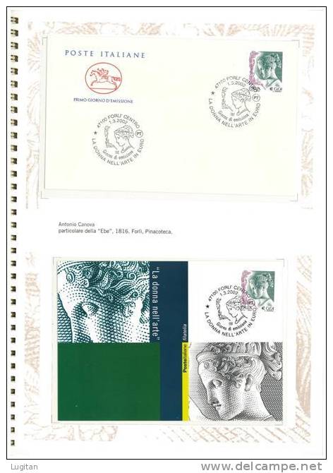 Filatelia - LA DONNA NELL' ARTE -  ANNO 2002  SPECIALE OFFERTA DI FOLDERS EMESSI DALLE POSTE ITALIANE - Paquetes De Presentación