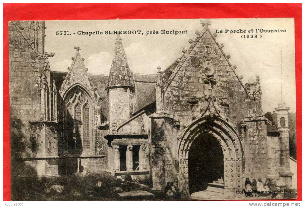 SAINT HERBOT1920  LA CHAPELLE PORCHE ET OSSUAIRE CARTE EN BON ETAT - Saint-Herbot