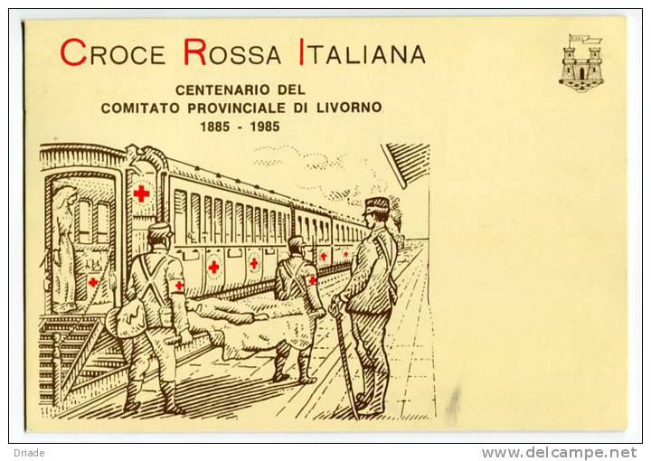 CARTOLINA CROCE ROSSA ITALIANA ANNULLO CENTENARIO LIVORNO ANNO 1985 - Croix-Rouge