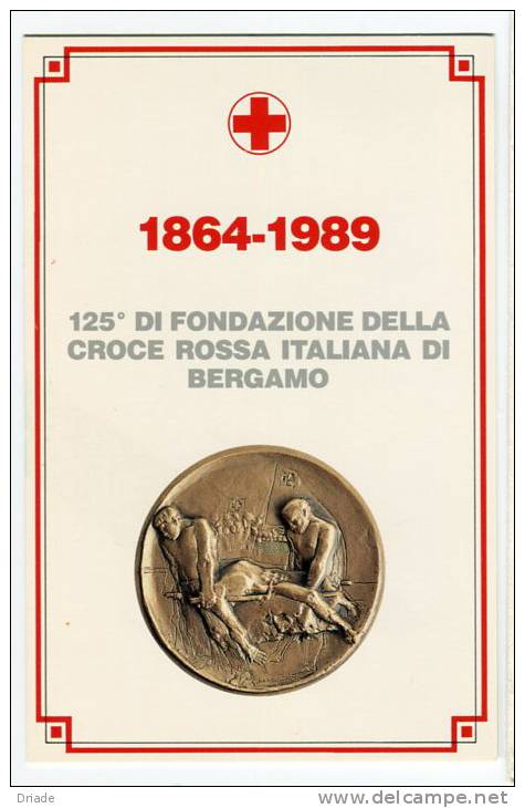 CARTOLINA FONDAZIONE CROCE ROSSA ITALIANA BERGAMO ANNO 1989 CON ANNULLO - Red Cross