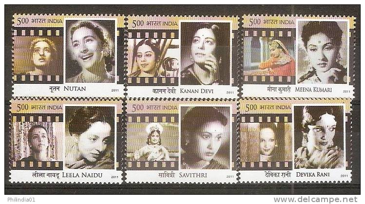 India 2011 Legendary Actress´s Of Indian Cinema Film Movie Projector Art 6v MNH Inde Indien - Cinema