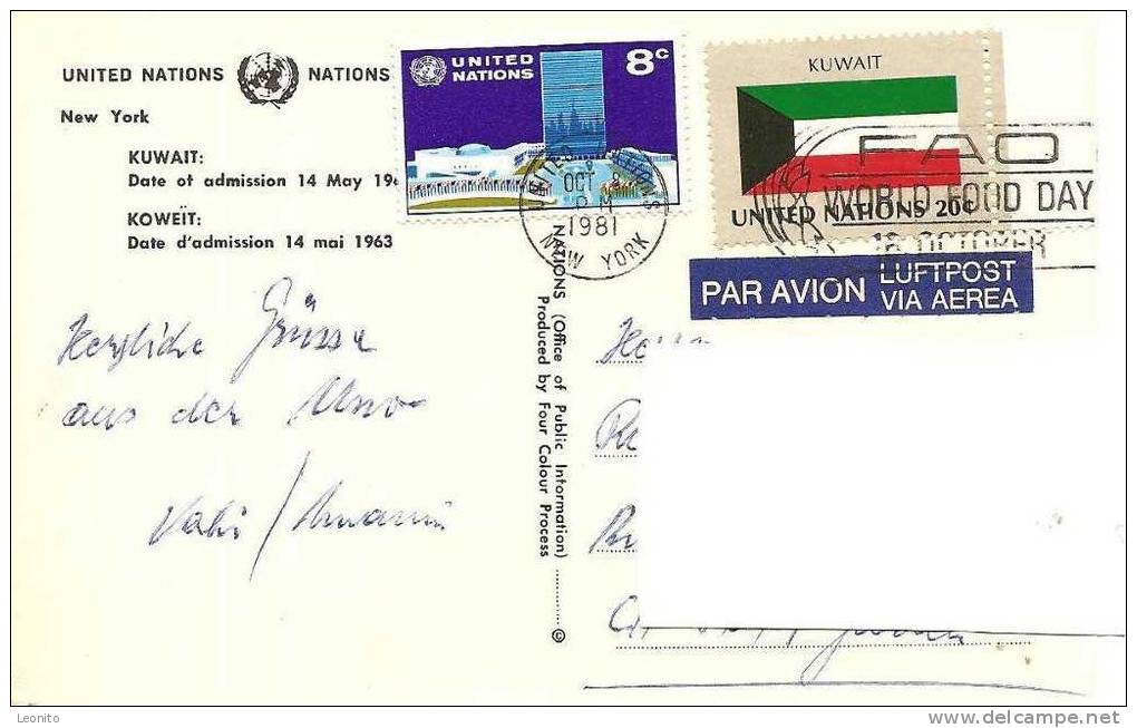 Kuwait United Nations Admission 1963 Kuwait New York 1981 - Koweït