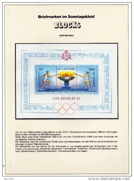 Los Angeles Sommer-Olympiade 1984 San Marino Block 9 ** 2€ Flamme Bloque Hojita Flam M/s Sport-men Bloc Sheet Bf Olympic - Ungebraucht