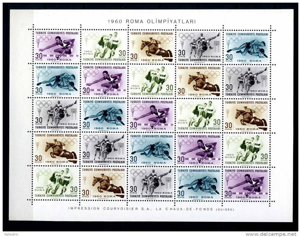 Turkey/Turquie/Türkei 1960, Olympics - Olympiade - Sport **, MNH, S/S - Unused Stamps