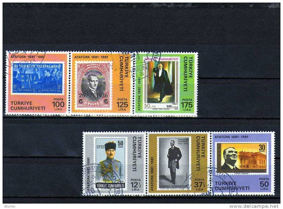 Atatürk 1981 Marken Auf Marken Türkei 2557/2 Plus Block 19 O 36€ Blocchi Hojita M/s Stamp On Stamp Bloc Sheet Bf Europa - Usados