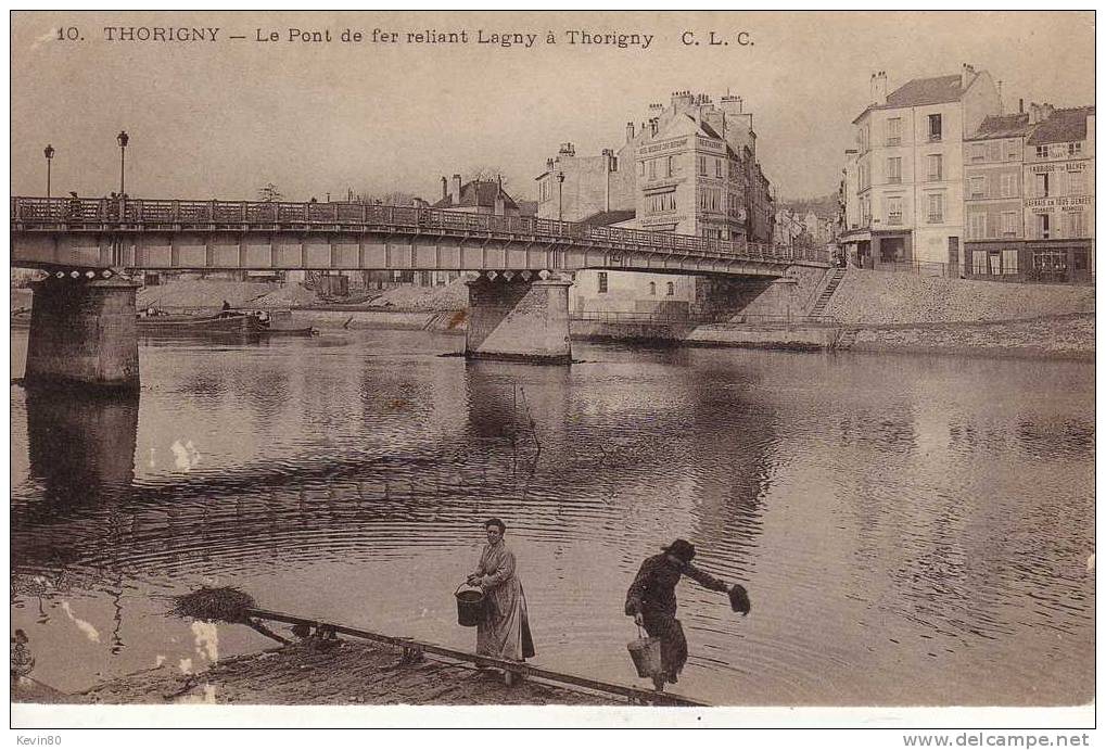 77 THORIGNY Le Pont De Fer Reliant Lagny à Thorignycpa Animée - Other & Unclassified