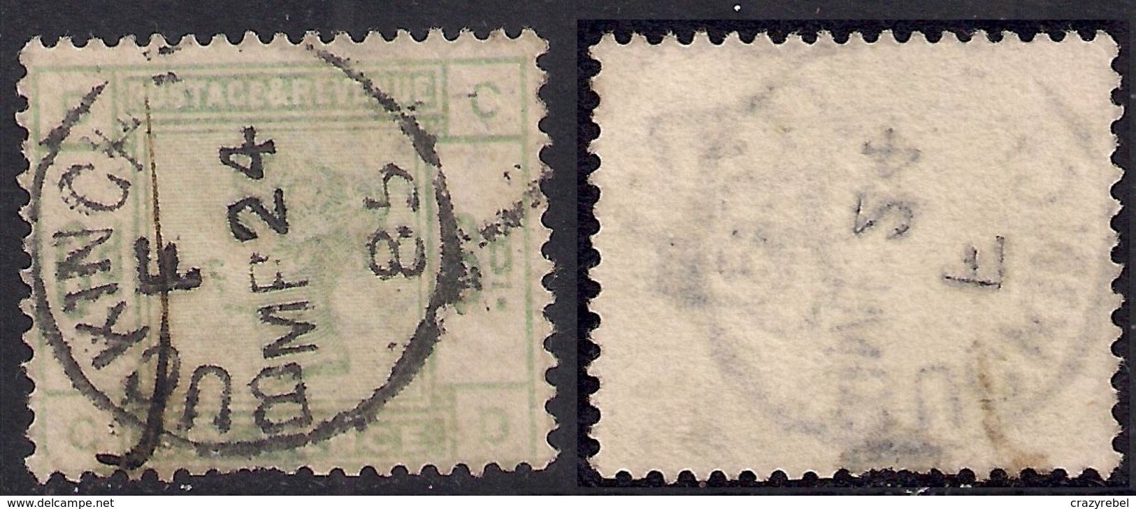 GB 1883 - 84 Victoria 6d Dull Green Used Stamp ( C & D)  SG 194 CV £240 ( B401 ) - Gebraucht