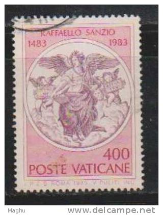 Vatican Used, 1983 Birthday Of Raphael, Artist, Famous People, Angel - Oblitérés