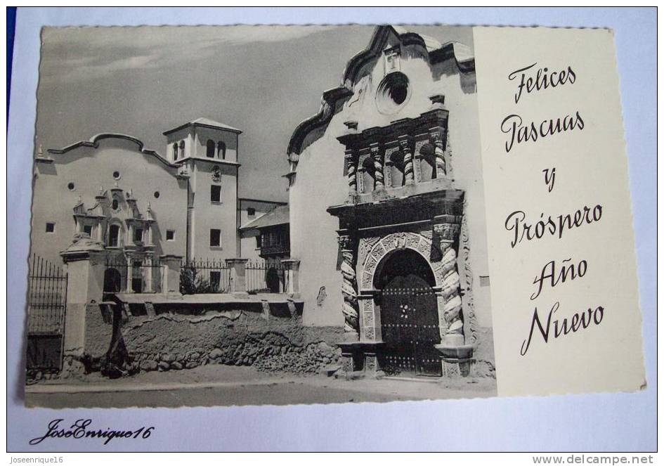 BOLIVIA. FELICES PASCUAS Y PROSPERO AÑO NUEVO 1955. IGLESIA DE JERUSALEM POTOSI. - Bolivie