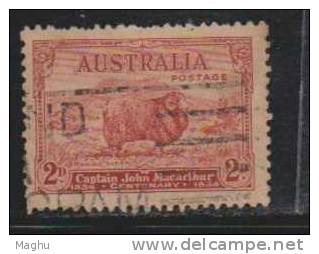 Australia Used 1934 , 2d  Death Centenery Of Capt. John Mocathur, Animal, Sheep - Usati