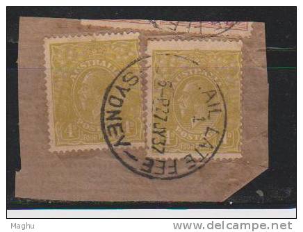 Australia  1931, 4d KG V Used In 1937, "Late Fee" On Piece - Usati