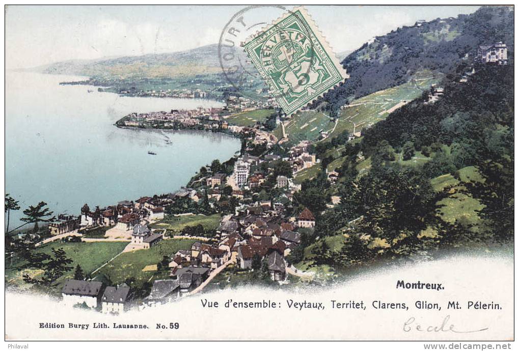 Montreux : Vue D'ensemble De Veytaux, Territet, Clarens, Glion & Mont Pélerin - Oblitérée Boncourt Le 8.IX.1906 - Veytaux