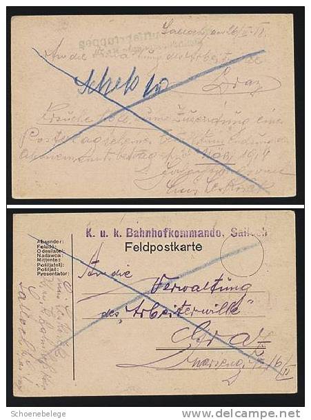 A535) Austria Österreich Karte 1918 Von Bahnhofskommando Salloch Nach Graz - Covers & Documents