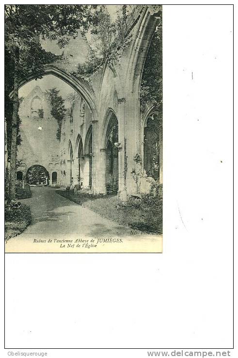 76 JUMIEGES ABBAYE ENTREE   NEF DE L EGLISE 1905 - Jumieges