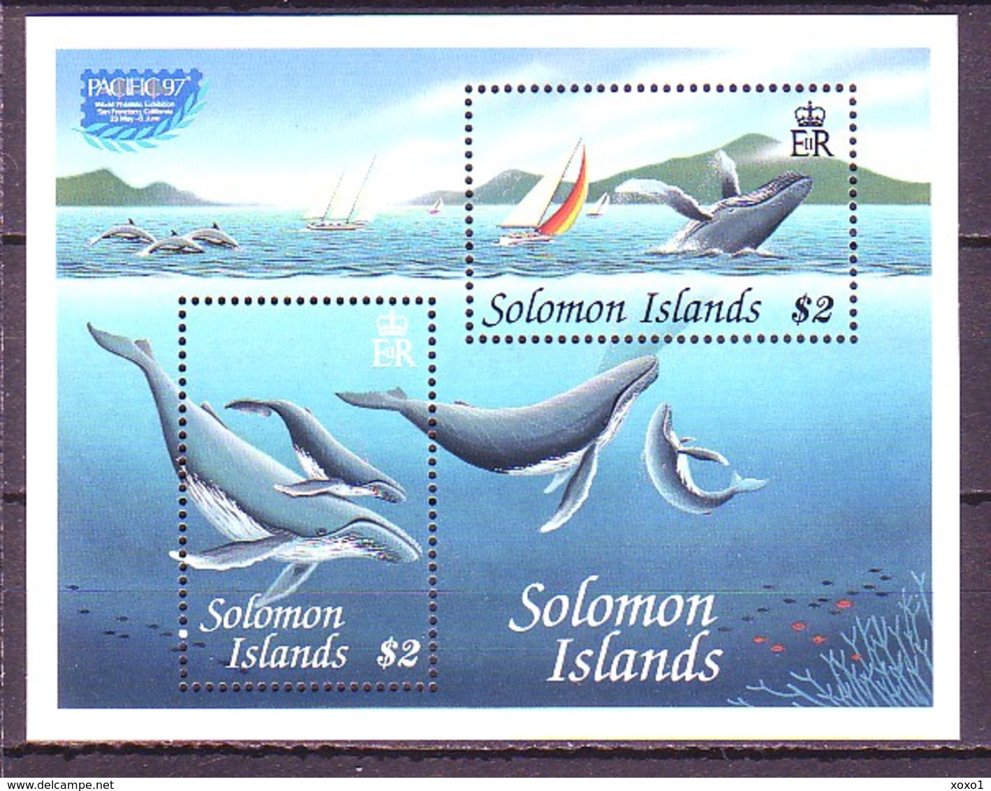 Solomon Islands 1997 MiNr. Block 48 Salomoninseln Humpback Whales PACIFIC ’97  S\sh MNH** 3,20 € - Wale