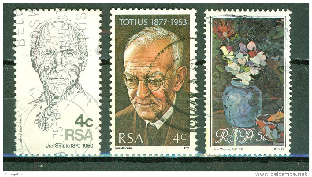 1975 - Maréchal Smuts - Professeur Du Toit - AFRIQUE DU SUD -  Pois De Senteur, Tableau De Wenning - N° 383-415-474 - Used Stamps