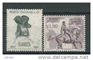 ITALY 1957 YV 749-750 GARIBALDI. MNH, POSTFRIS, NEUF**. VERY FINE QUALITY. - 1946-60: Nuovi