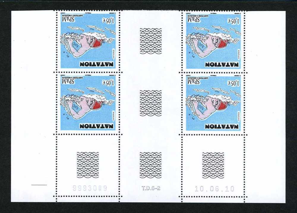 SPM MIQUELON 2010 N° 982** Bloc De 4 Coin Daté  Neuf MNH Superbe Sports La Natation - Neufs