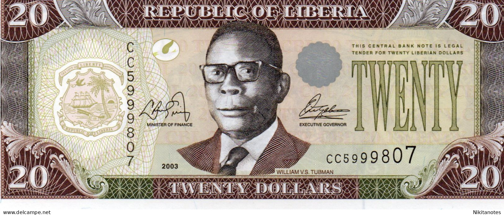 LIBERIA 2003 20 Dollars UNC P 28 - Liberia