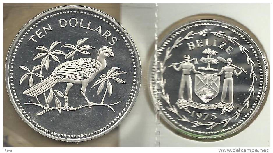 BELIZE $10 DOLLARS  BIRD BIRS FRONT EMBLEM BACK  1975 PROOF AG  SILVER 1Oz  KM? READ DESCRIPTION CAREFULLY !!! - Belize