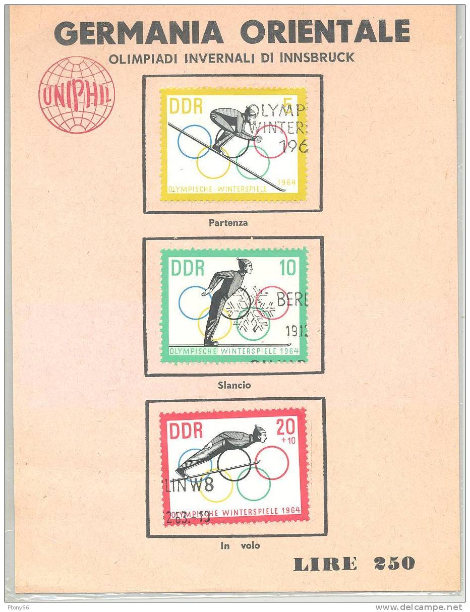 1964 Germania Orientale / DDR - Olimpiadi Invernali Di Innsbruck - Usati / Used - Hiver 1964: Innsbruck