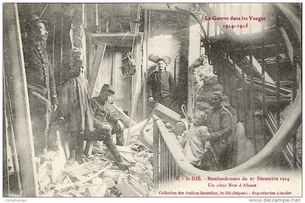 TOP!! ST.DIE * BOMBARDEMENT DU 27.12.1914 * UN OBUS RUE D'ALSACE **!! - Saint Die